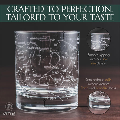 Greenline Goods gift set whiskey glasses for astronomy lovers and thoughtful celebrations.