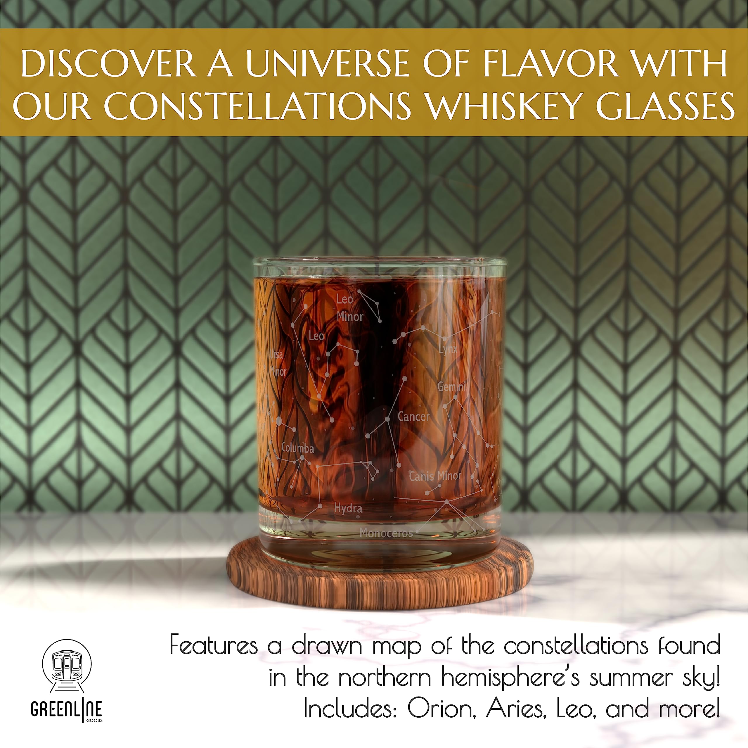 Greenline Goods 10 oz whiskey glass with heavy base offers stable, premium feel.