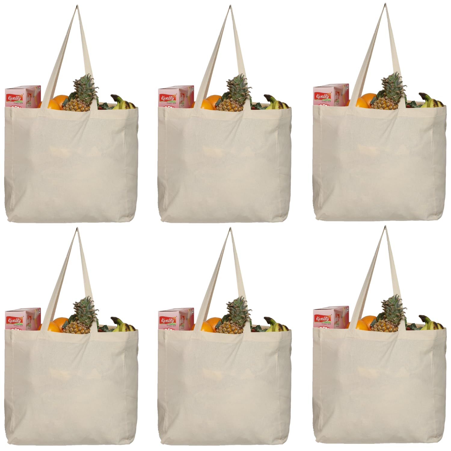Greenmile 6-pack canvas bags folded for compact storage and easy reuse.