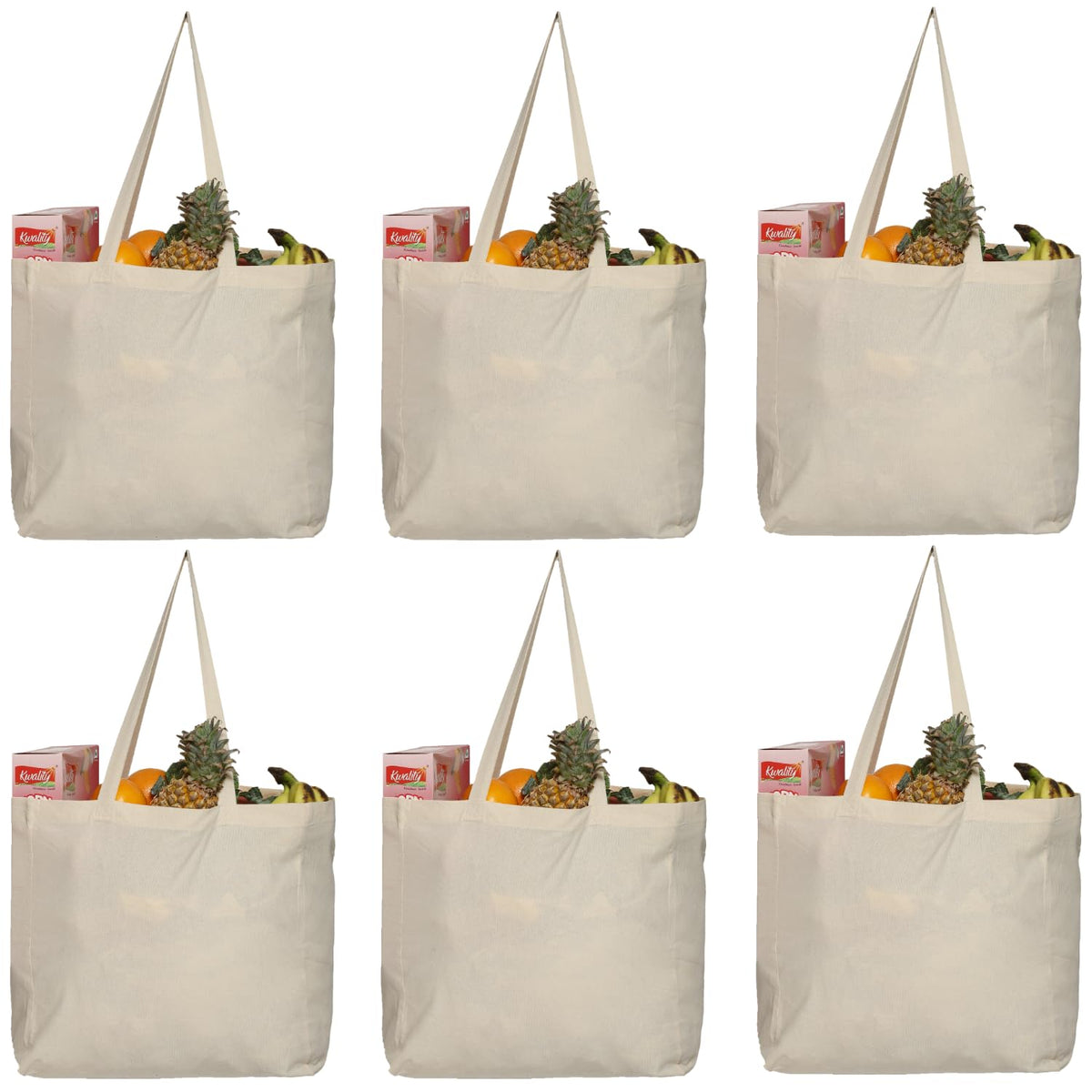 Greenmile 6-pack canvas bags folded for compact storage and easy reuse.