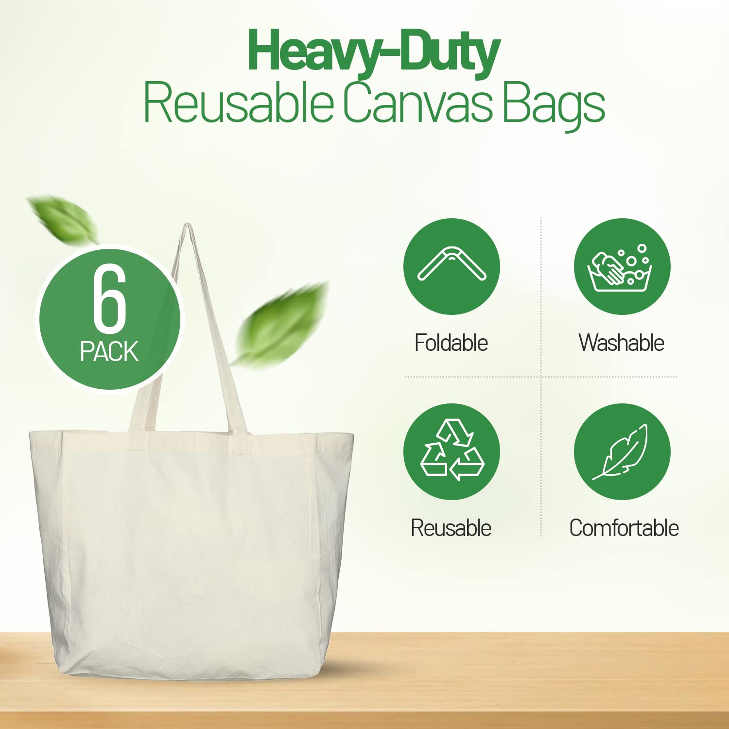 Greenmile canvas bags with long handles for shoulder carrying during shopping.