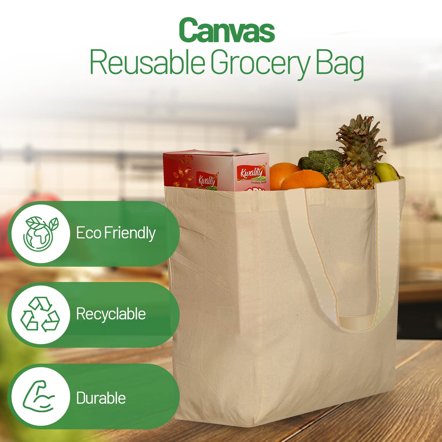 Greenmile heavy-duty cotton tote highlighting durability for bulk buys.