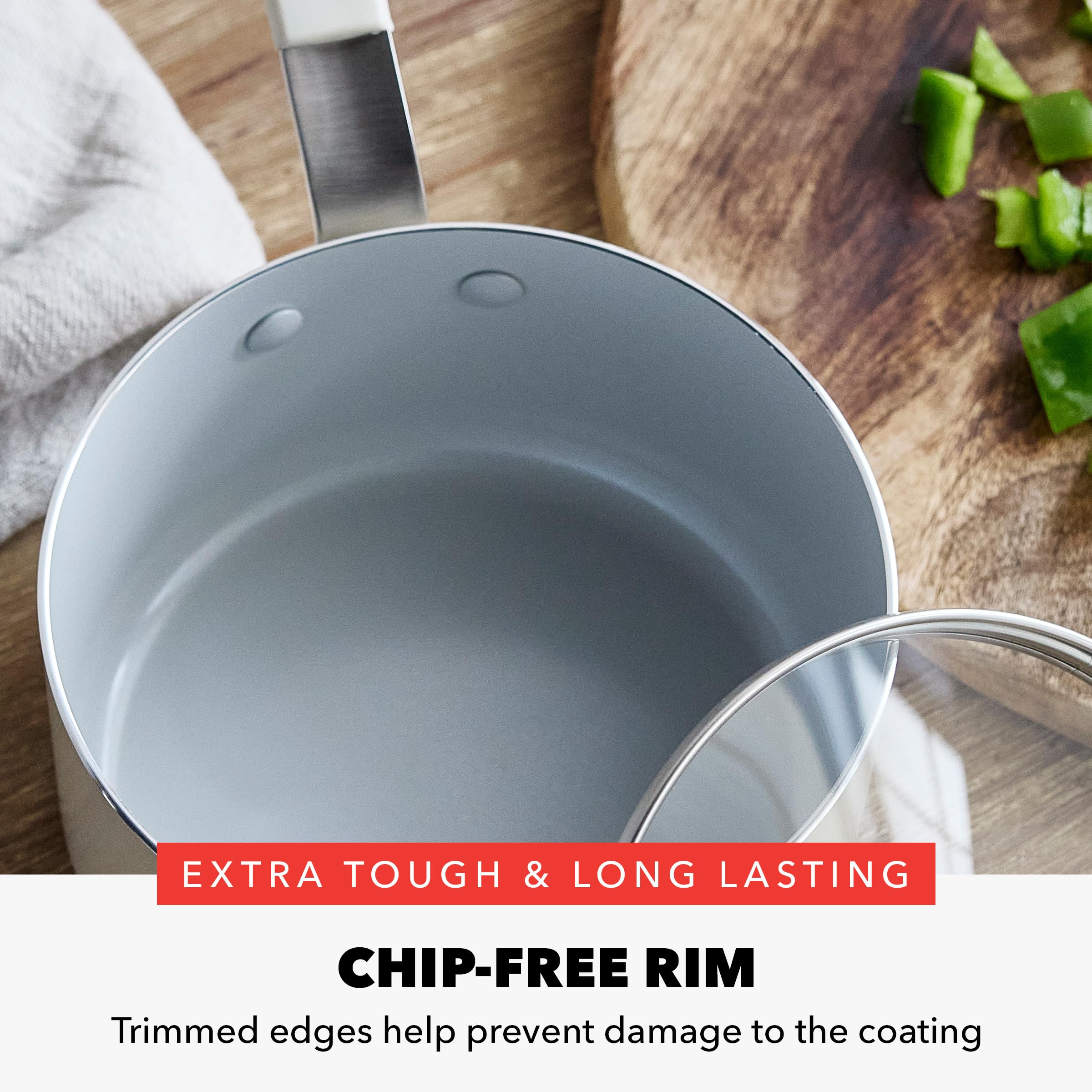 GreenPan Bobby Flay diamond nonstick enhances release and durability.