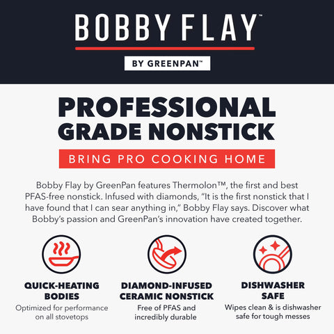 GreenPan Bobby Flay dishwasher-safe pan for quick, simple cleanup.