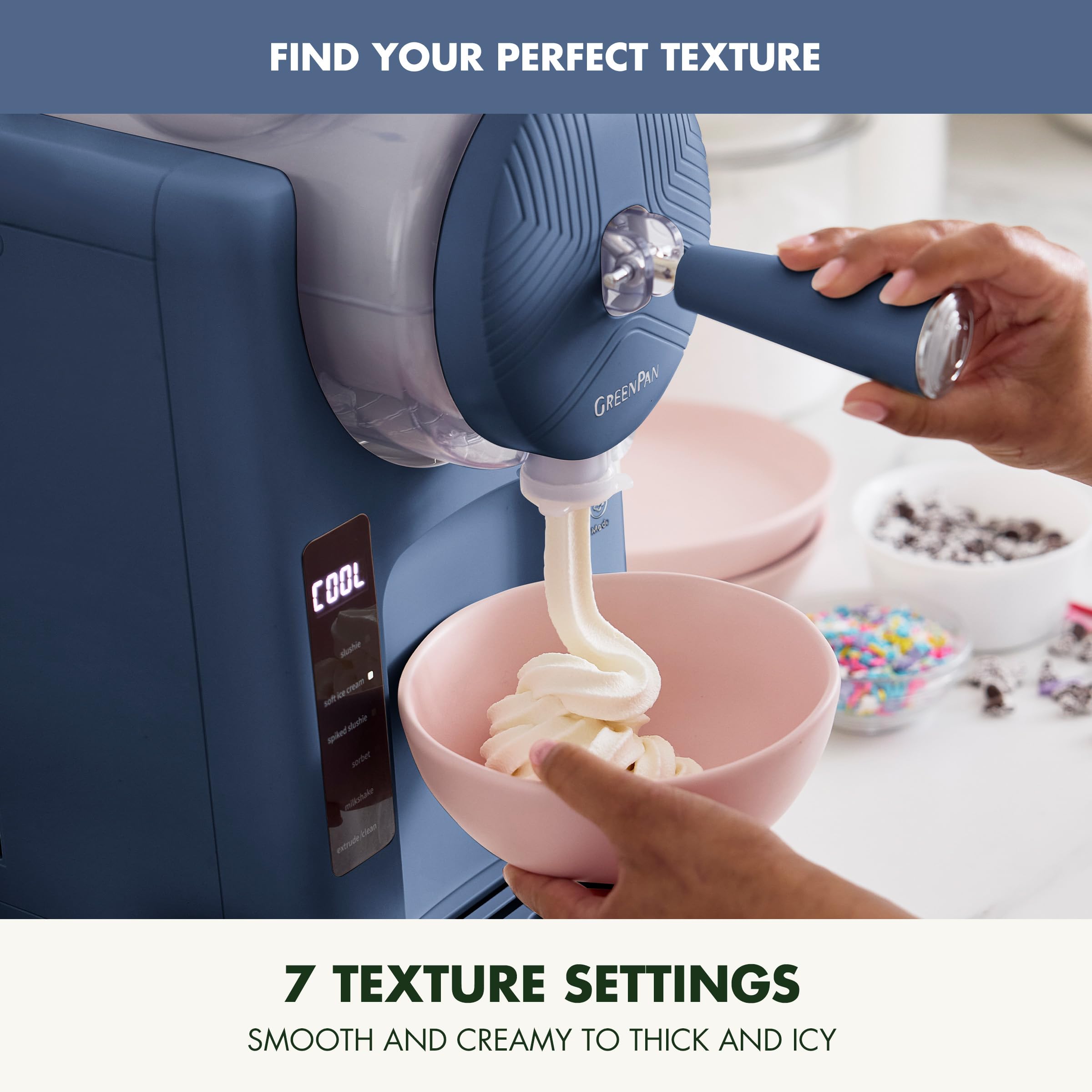 GreenPan Frost fast-freeze capability speeds last-minute dessert prep.