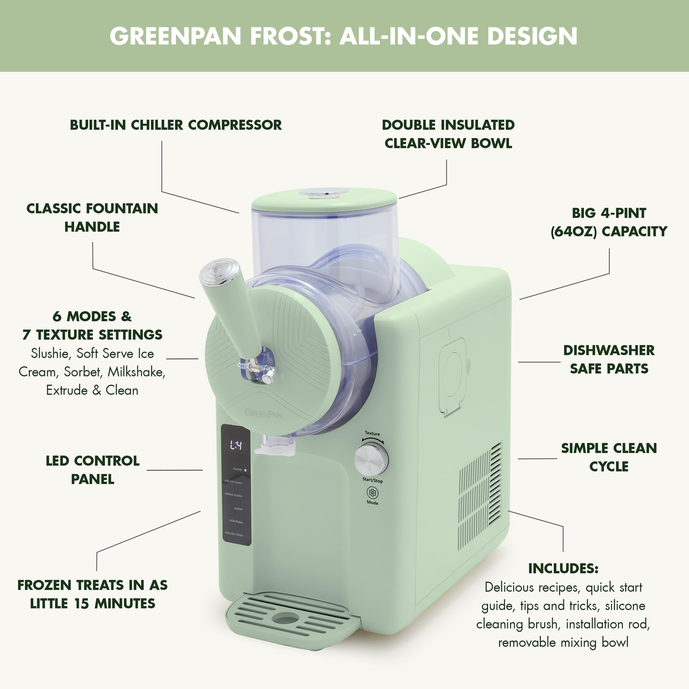 GreenPan Frost milkshake-creation mode yields thick cafe-style shakes