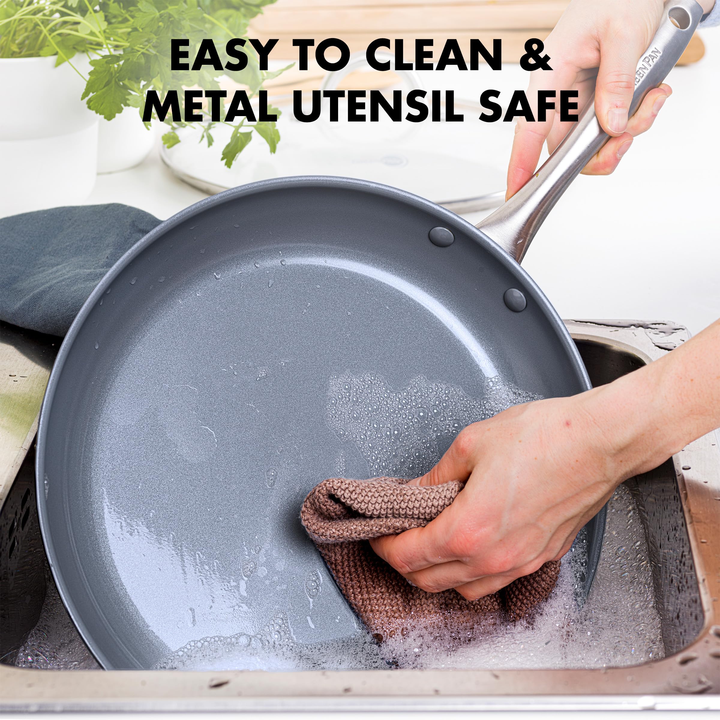 GreenPan Lima compatible with all non-induction stoves for flexibility.