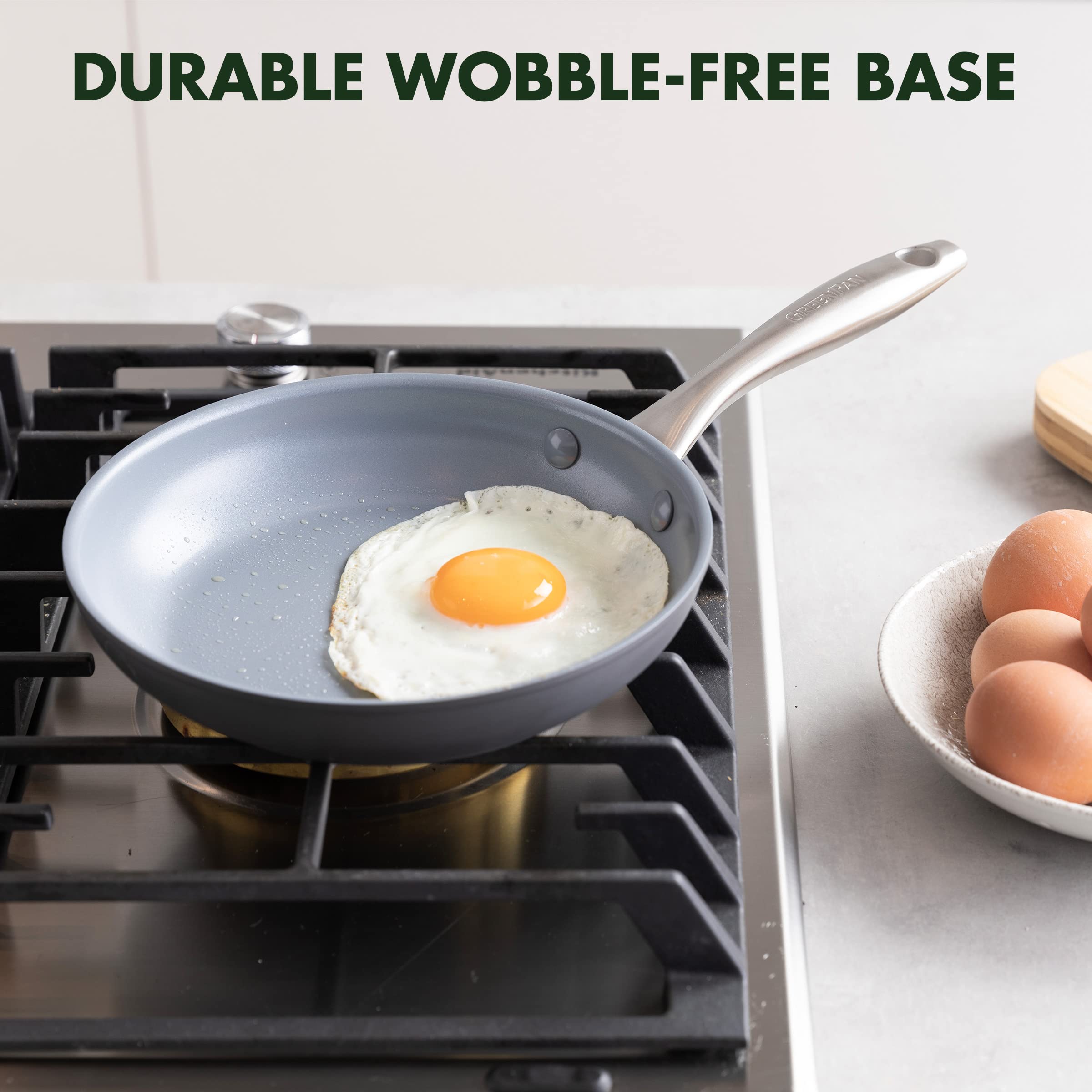 GreenPan Lima compatible with most non-induction stoves for flexibility.