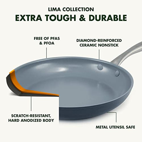 GreenPan Lima Thermolon ceramic nonstick coating ensures easy food release.