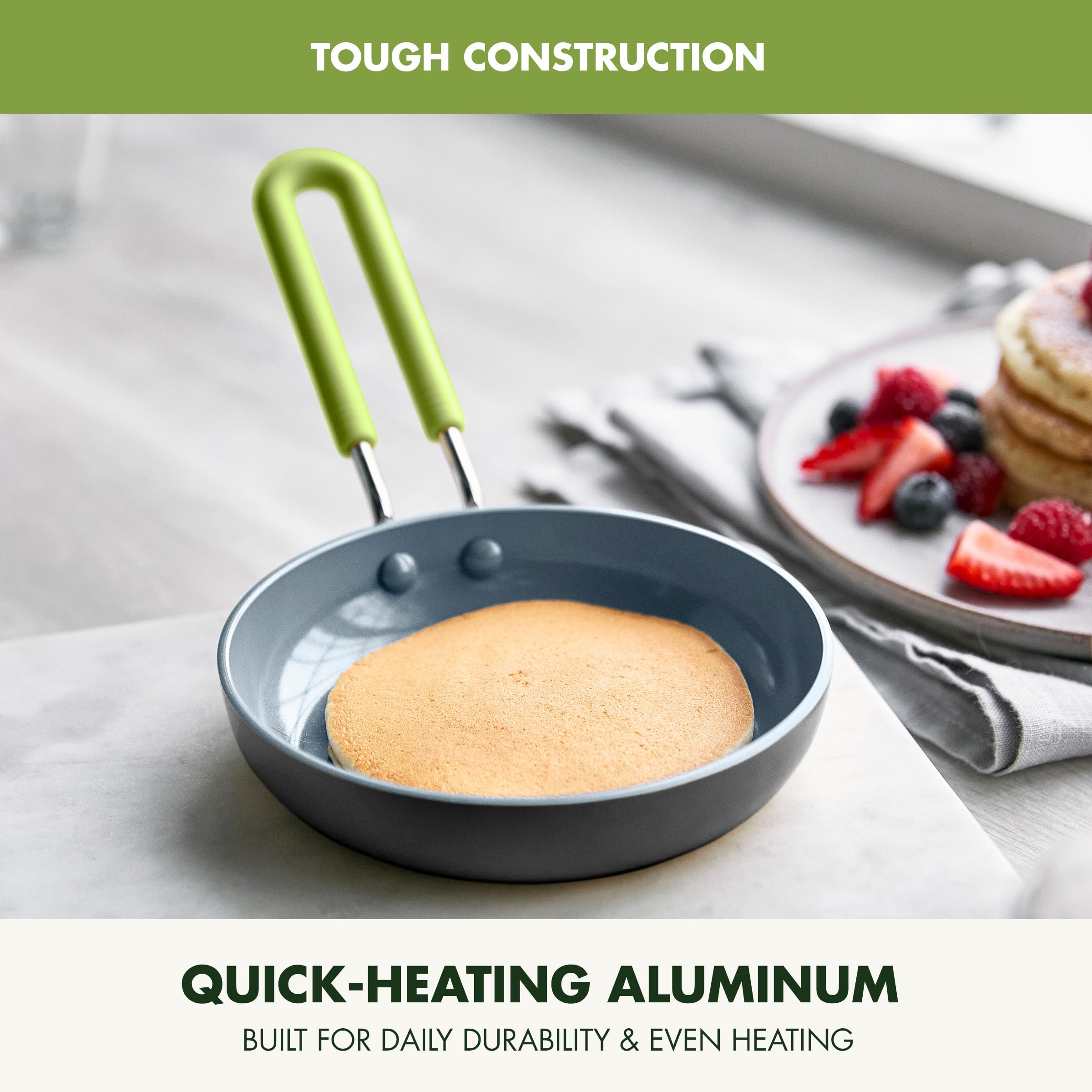 GreenPan Mini on stovetop captures even heat distribution for one egg.