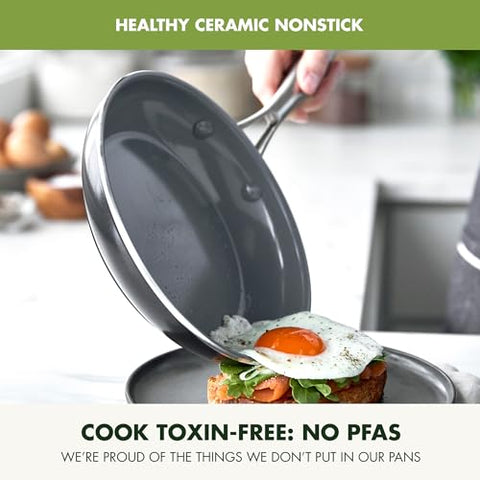 GreenPan Swift ceramic nonstick coating for easy food release.