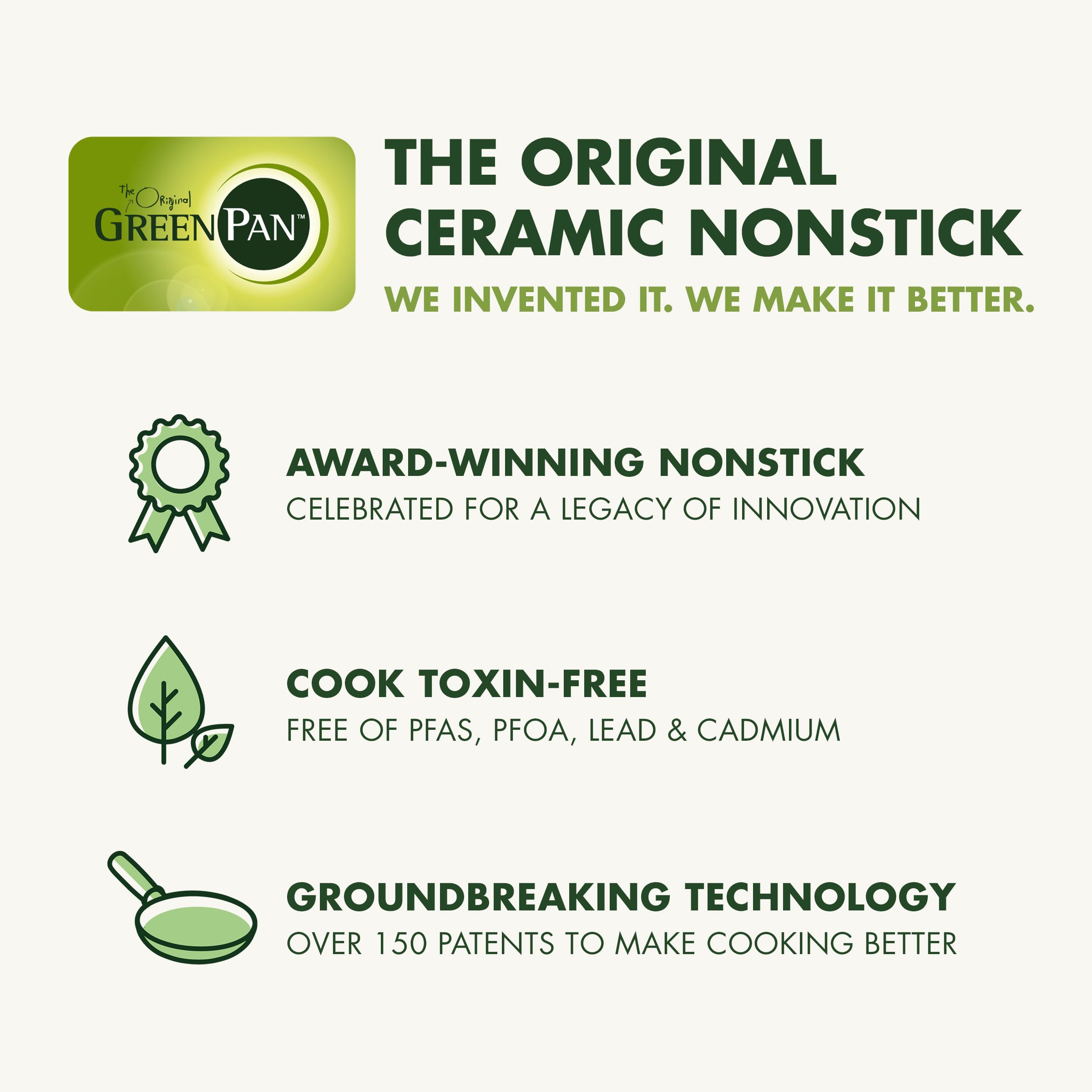 PFAS-free ceramic coating highlighted for toxin-free cooking.