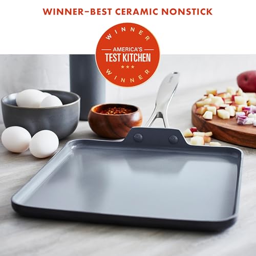 GreenPan Valencia Pro with diamond-infused ceramic nonstick demonstrates easy food release.