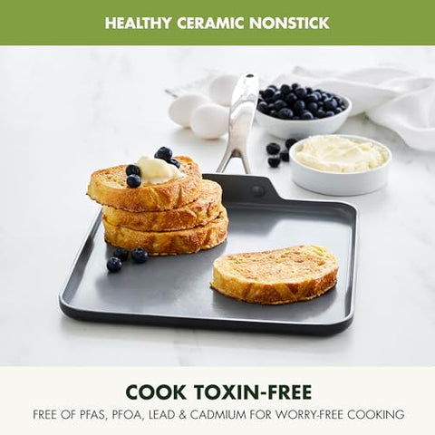 GreenPan Valencia Pro Magneto induction base supports efficient heating on induction stoves.