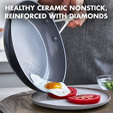 GreenPan Valencia Pro Magneto induction base delivers efficient heating on all stoves.