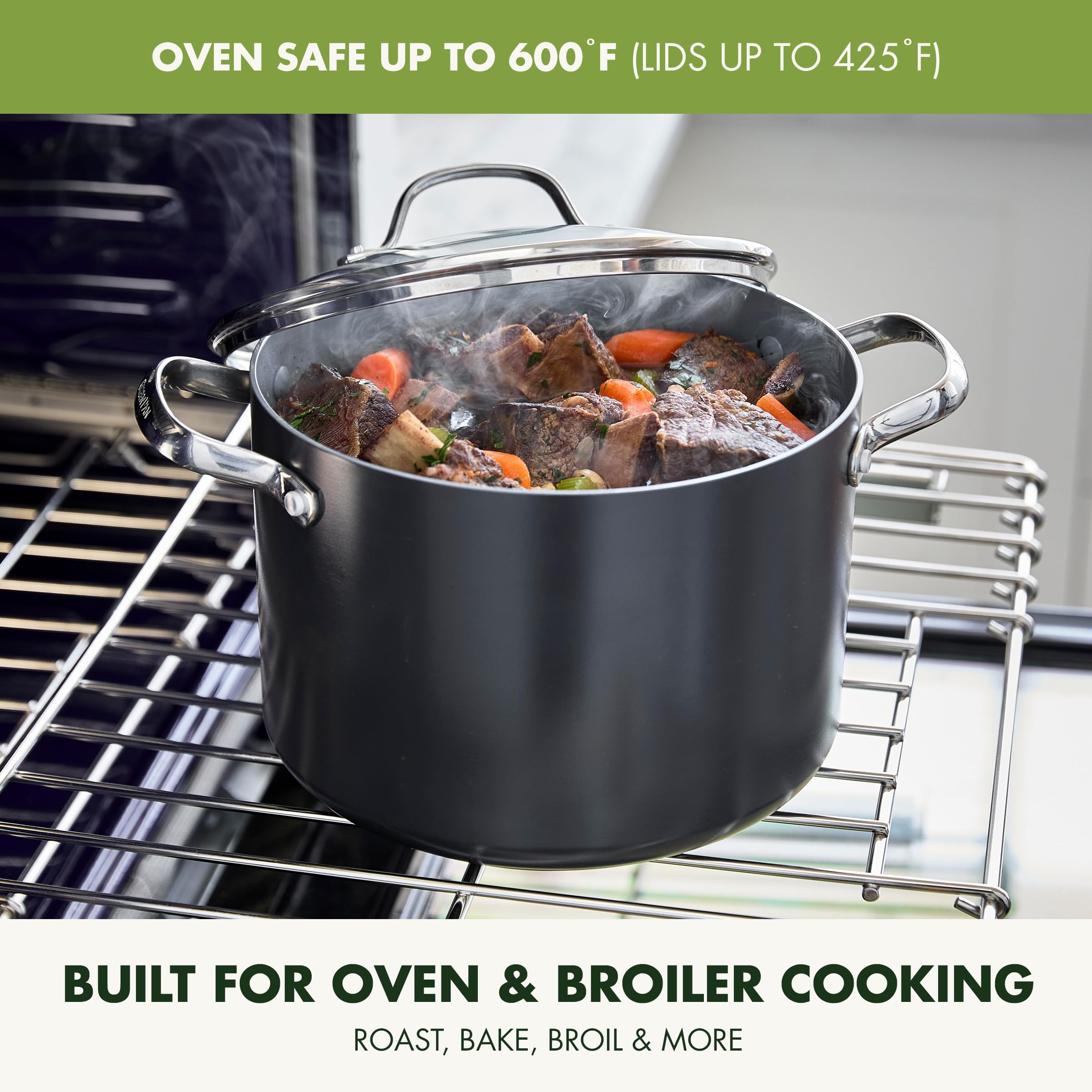 Dishwasher-safe stock pot for easy cleanup after meals.