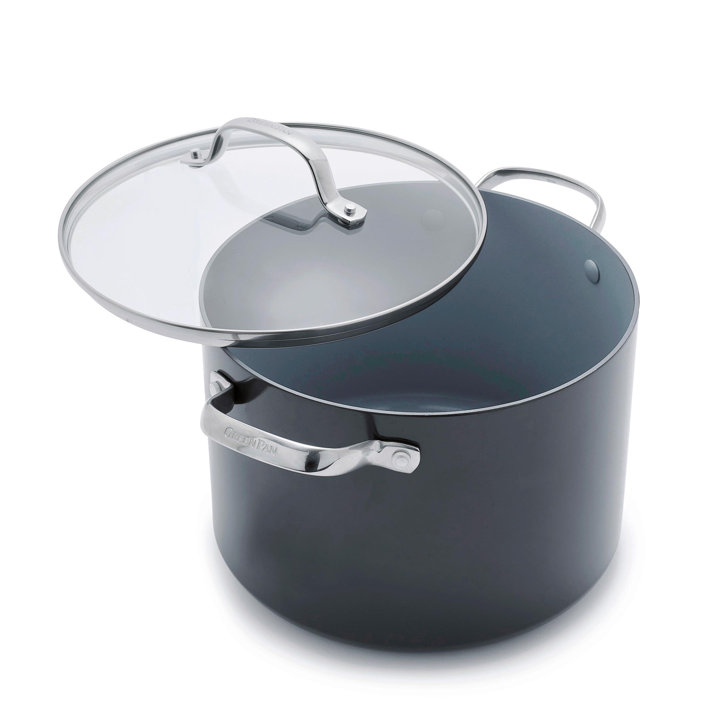 GreenPan Valencia Pro stock pot with lid, induction-ready base for even heating.
