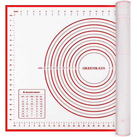 GREENRAIN silicone pastry mat, extra thick, ideal for smooth dough rolling.