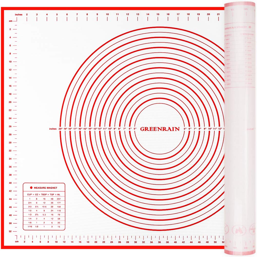 Greenrain Silicone Pastry Mat XXL red full view for easy dough work