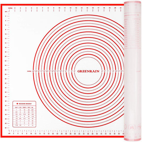 Greenrain Silicone Pastry Mat XXL red full view for easy dough work