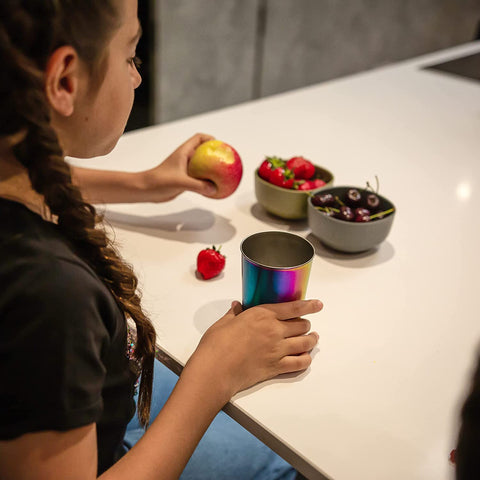 Greens Steak rainbow tumbler perfect for camping and outdoor use.