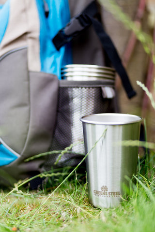Greens Steel 20oz cups outdoor-use scene emphasizes rugged durability