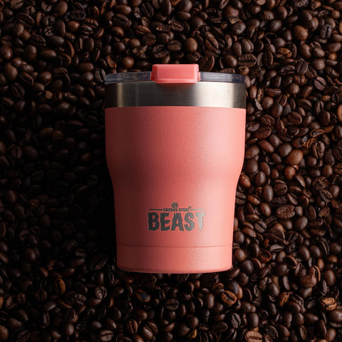 Compact 10 oz size fits cup holders and small bags for daily use.