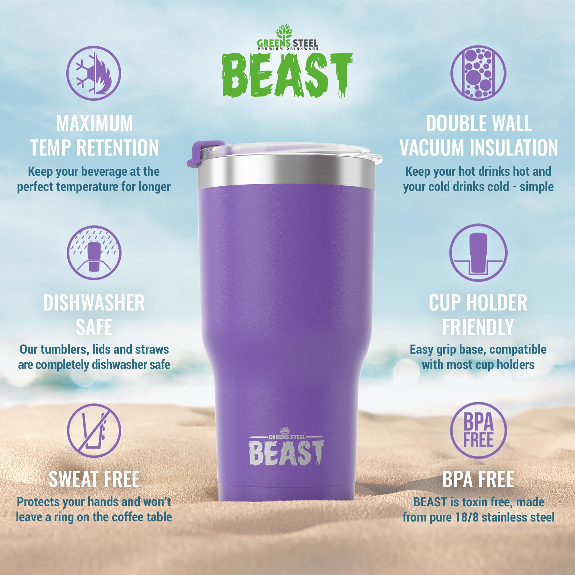 Greens Steel Beast 20oz tumbler with straw bundle