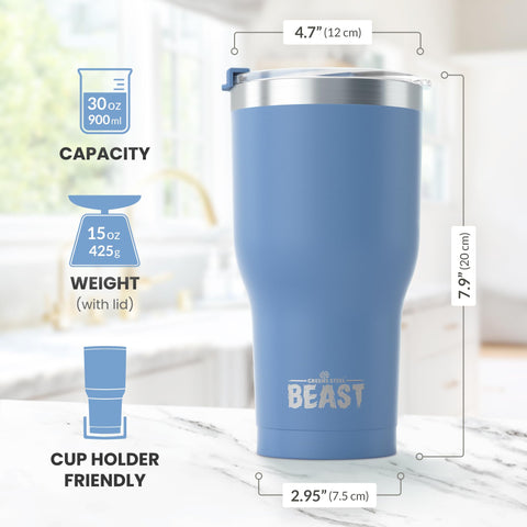 Greens Steel Beast 30oz capacity fits bold beverages on the go.