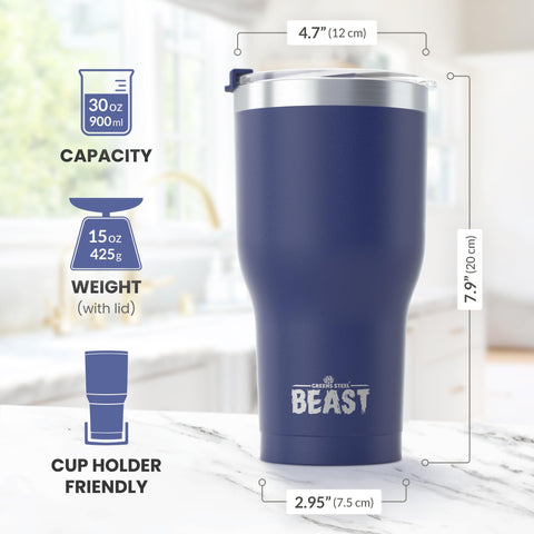 Greens Steel Beast 30oz Tumbler 2-straws bundle ideal for water and smoothies.