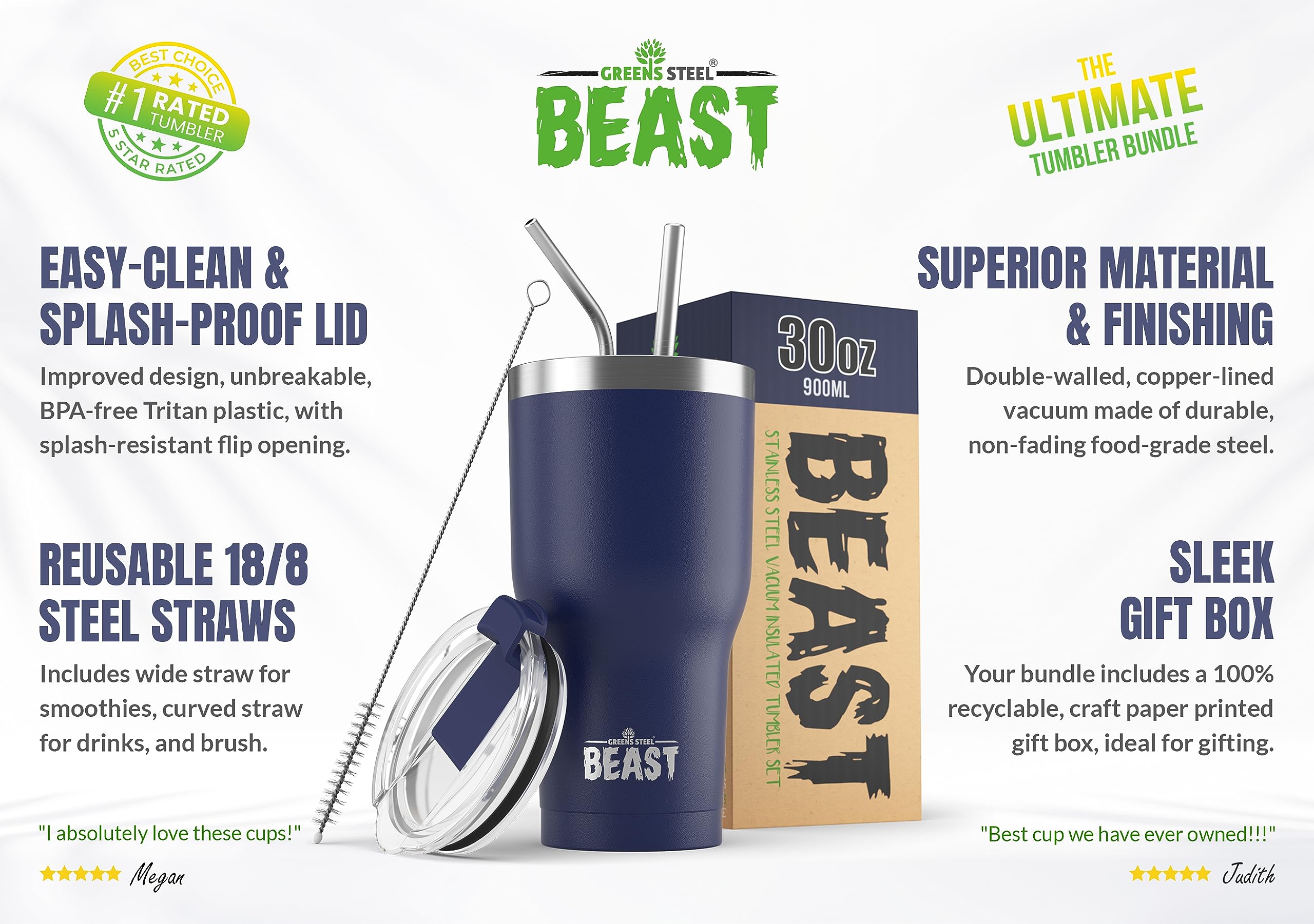 Greens Steel Beast 30oz Tumbler insulated performance preserves temperature during daily use.