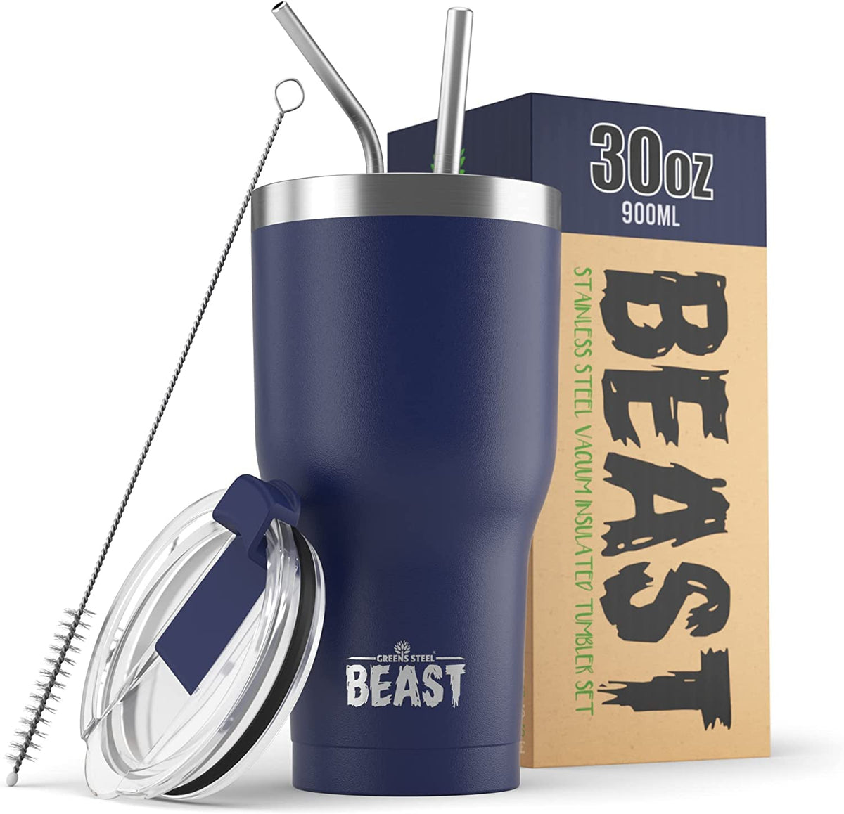 Greens Steel Beast 30oz Tumbler royal blue keeps beverages hot or cold while commuting.