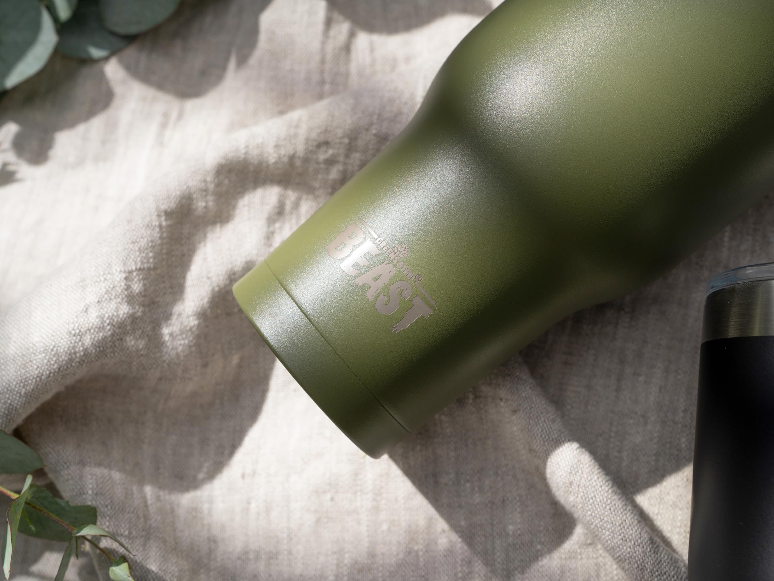 Greens Steel Beast 40oz tumbler in use during workouts or at the desk