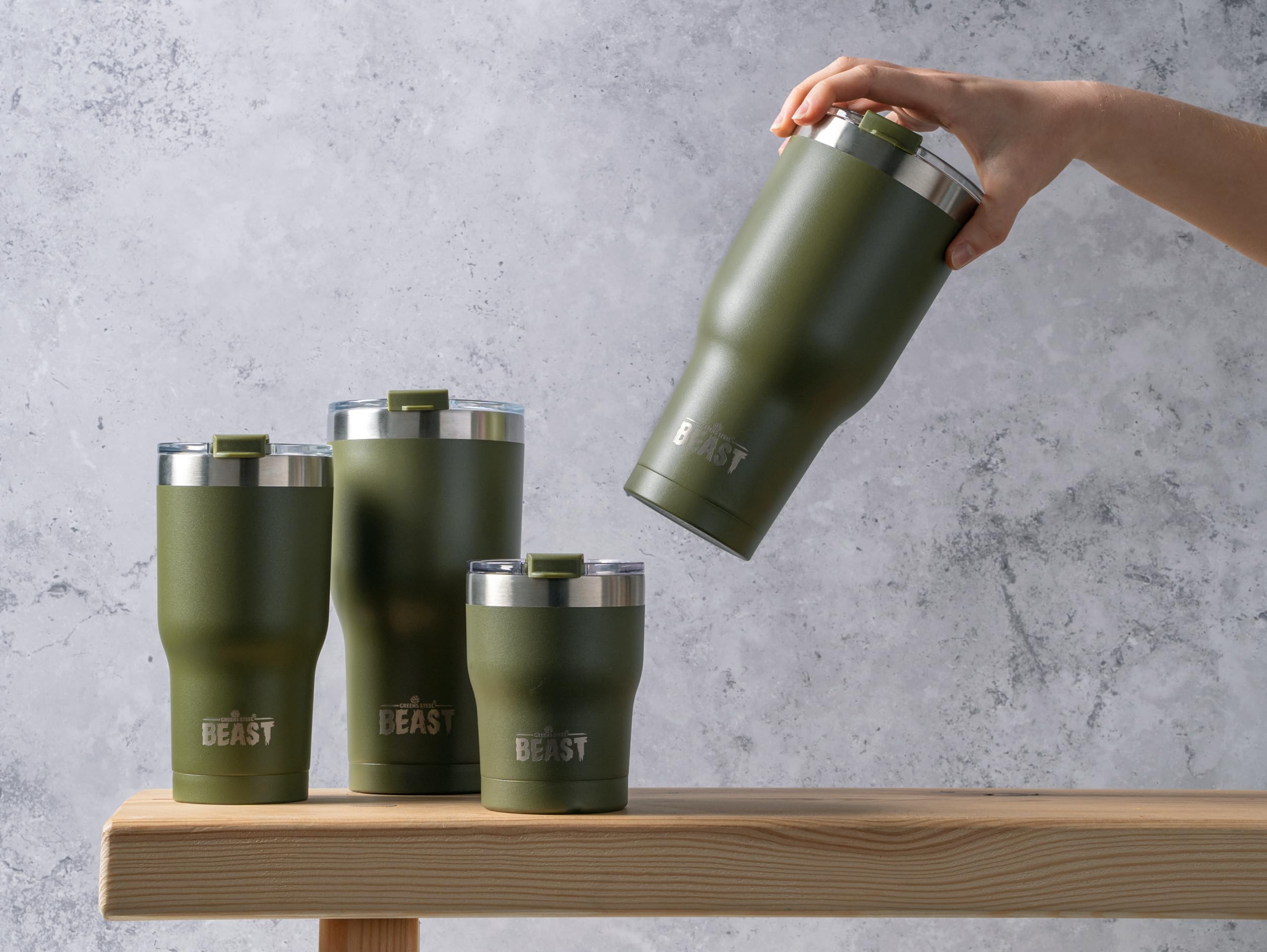 Greens Steel Beast 40oz tumbler lid closed emphasizes spill-proof reliability during travel