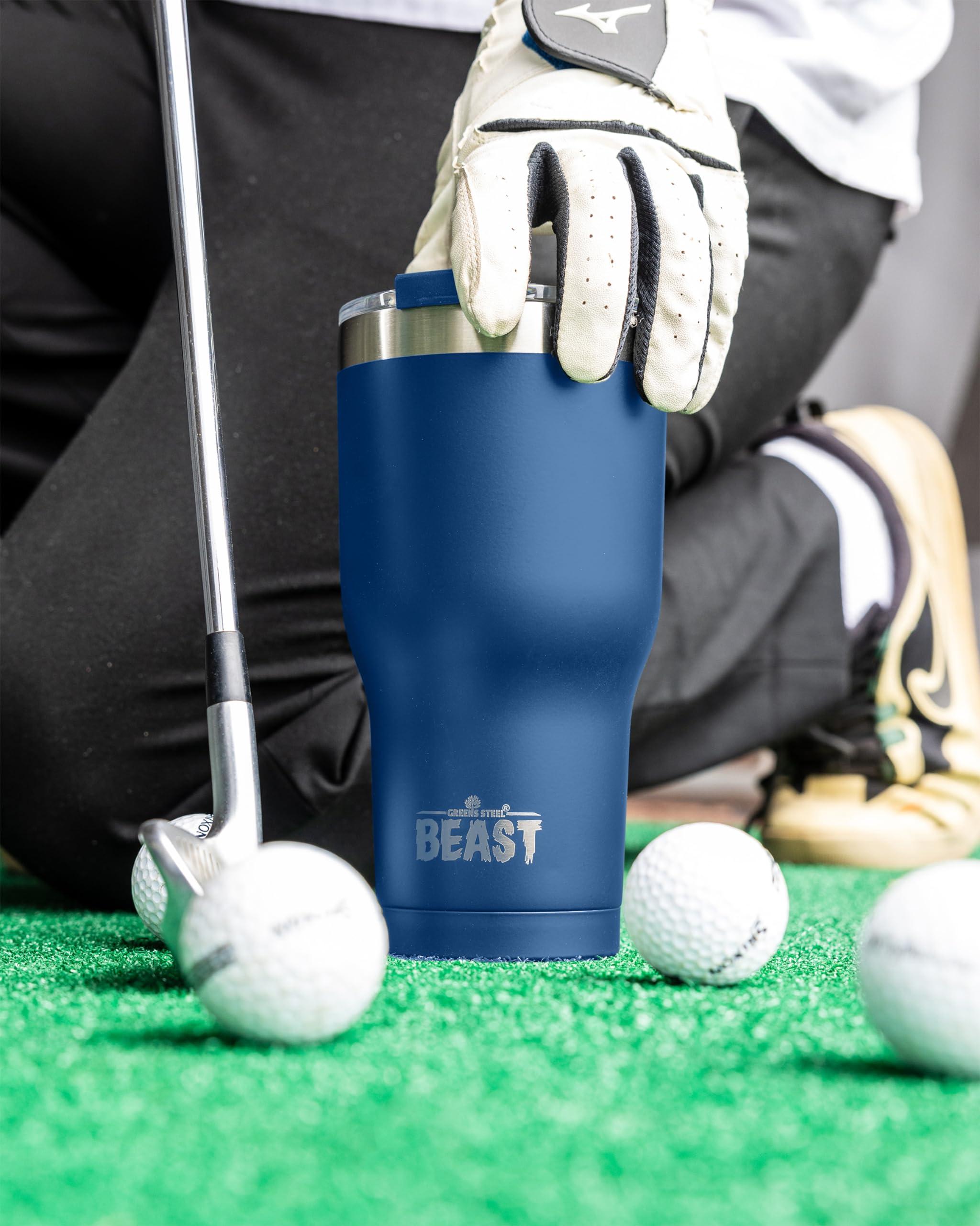 Greens Steel Beast straw-curved in royal blue ideal for on-the-go hydration