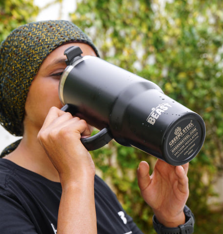 Greens Steel Beast 50oz tumbler high capacity for long use on the go.