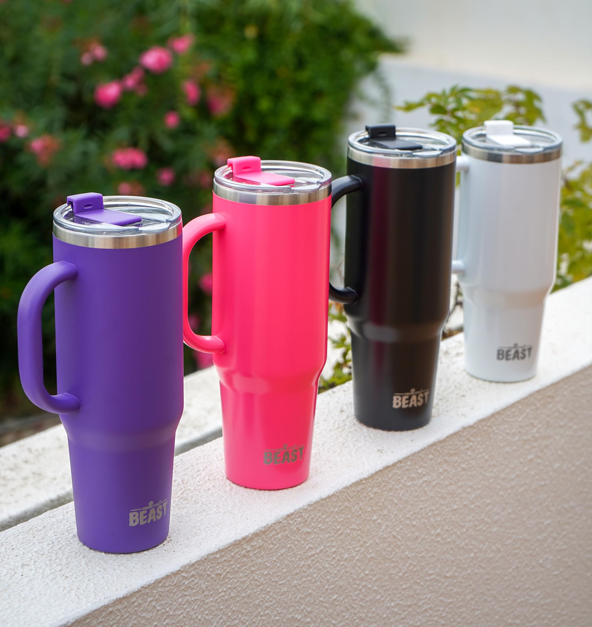Greens Steel Beast 50oz tumbler powder-coated exterior resists scratches.