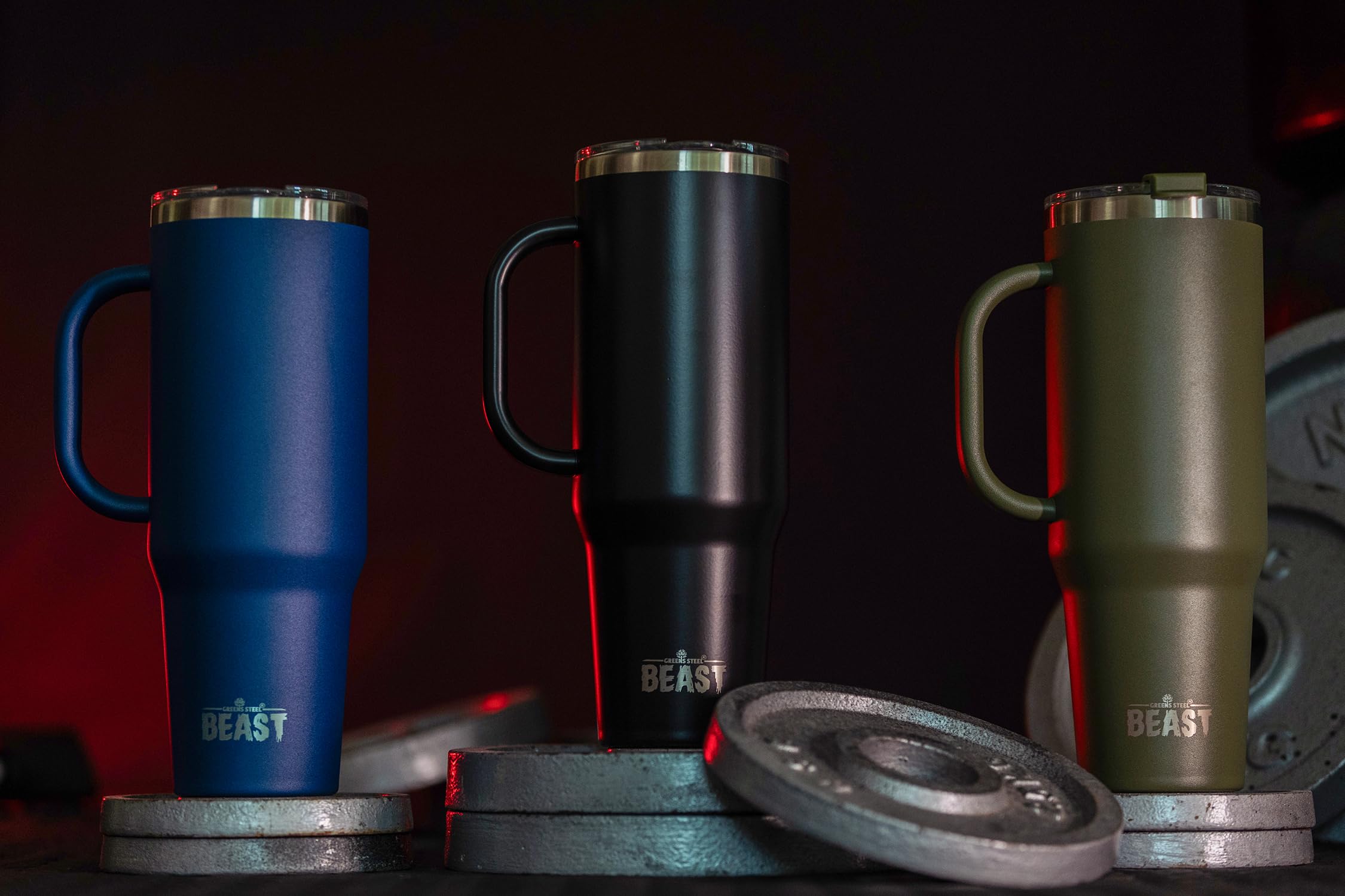 Greens Steel Beast 50oz tumbler stainless interior preserves pure taste.
