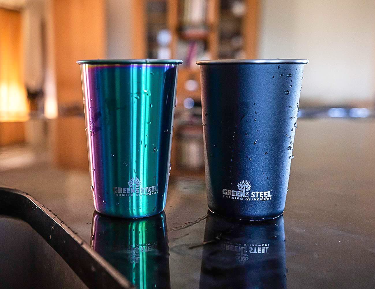 Greens Steel 10oz rainbow tumbler versatile for party and home use.