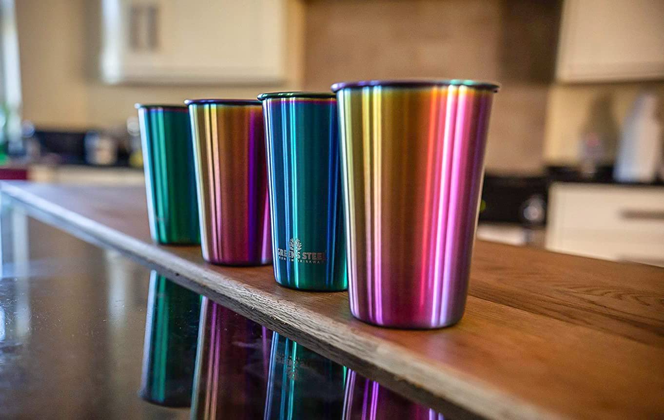 Greens Steel rainbow tumbler ideal for water, juice, smoothies.
