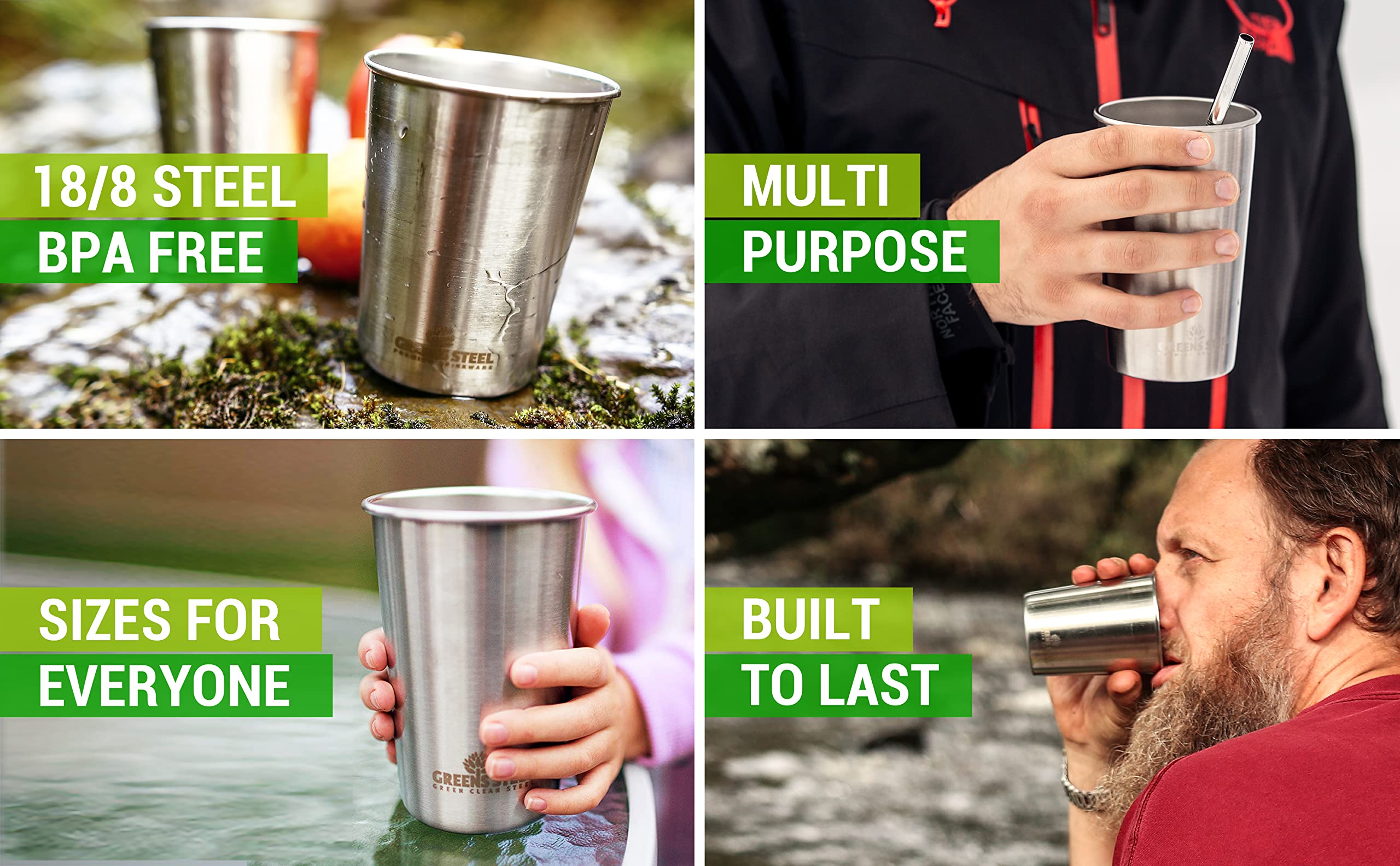Greens Steel cups are toxin-free, BPA-free and phthalate-free