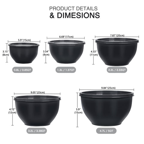 Greentainer mixing bowls with lids in varied sizes for organized prep and measured portions.