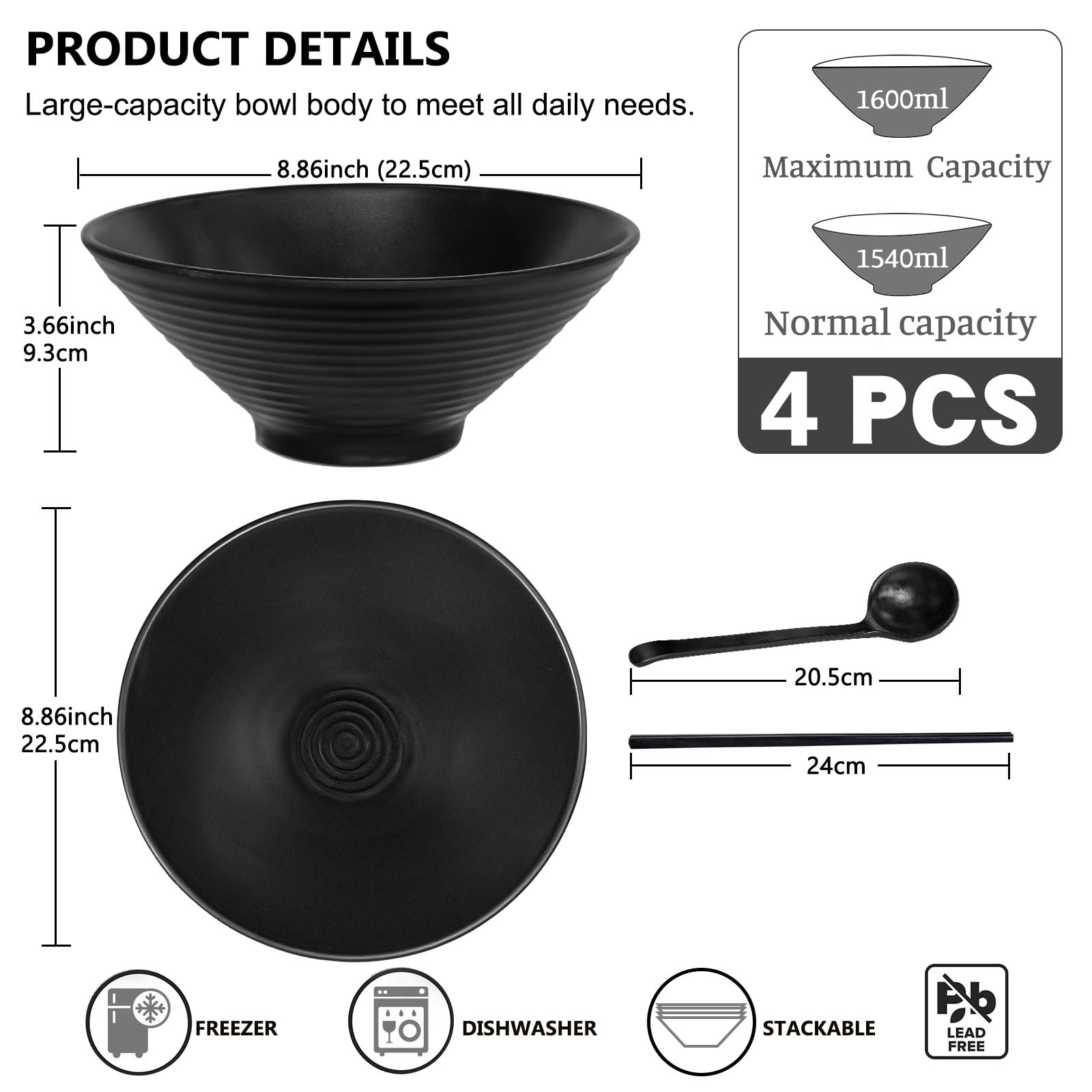 Greentainer ramen bowls stacked to save space