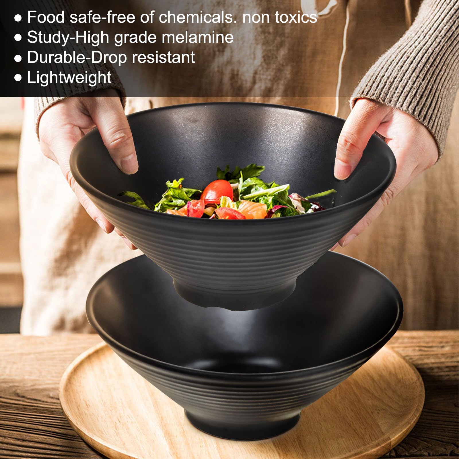 Greentainer ramen bowl with included spoons and chopsticks for easy meals
