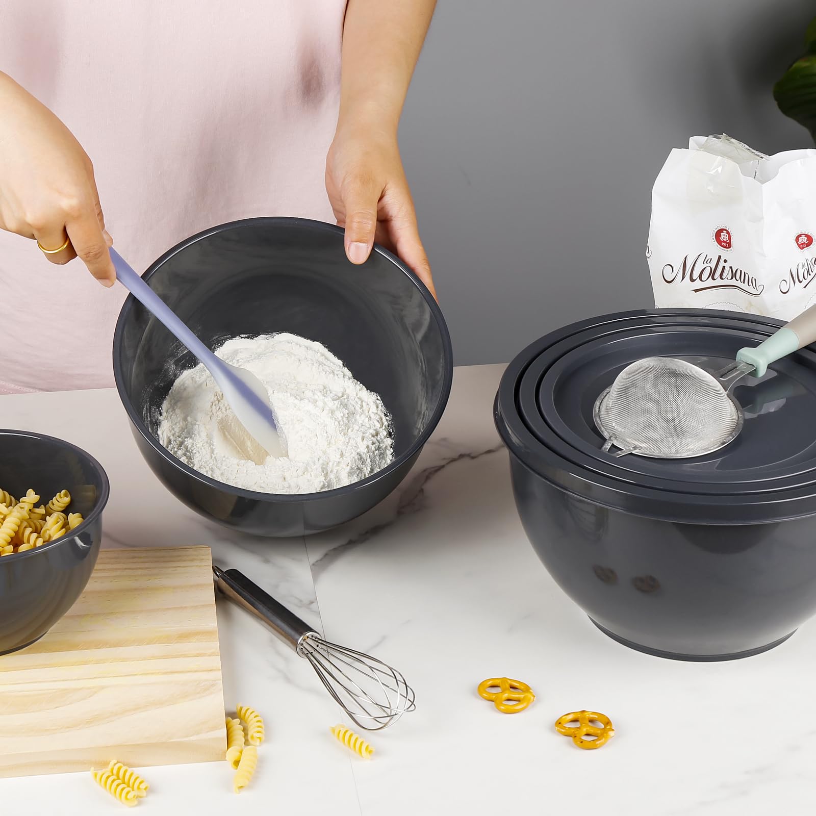 Greentainer serving bowls with lids for salads, fruits, and party-style presentation.