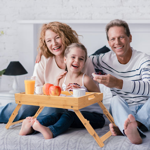 Greenual bamboo construction tray highlighting durable, warp resistant surface.