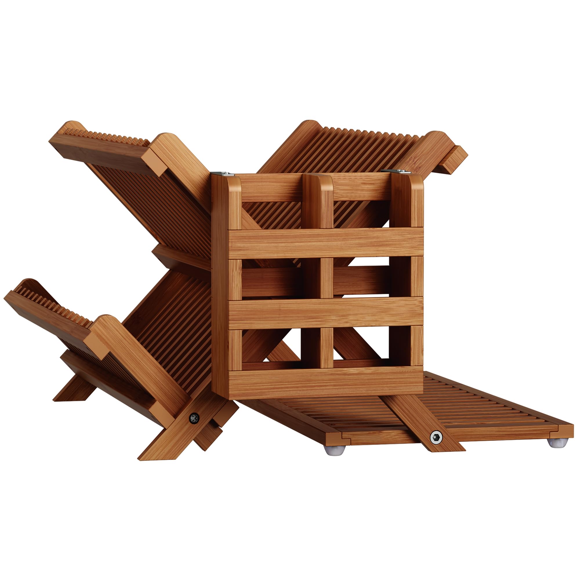 Greenual bamboo dish drying rack on counter keeps kitchen organized and stylish