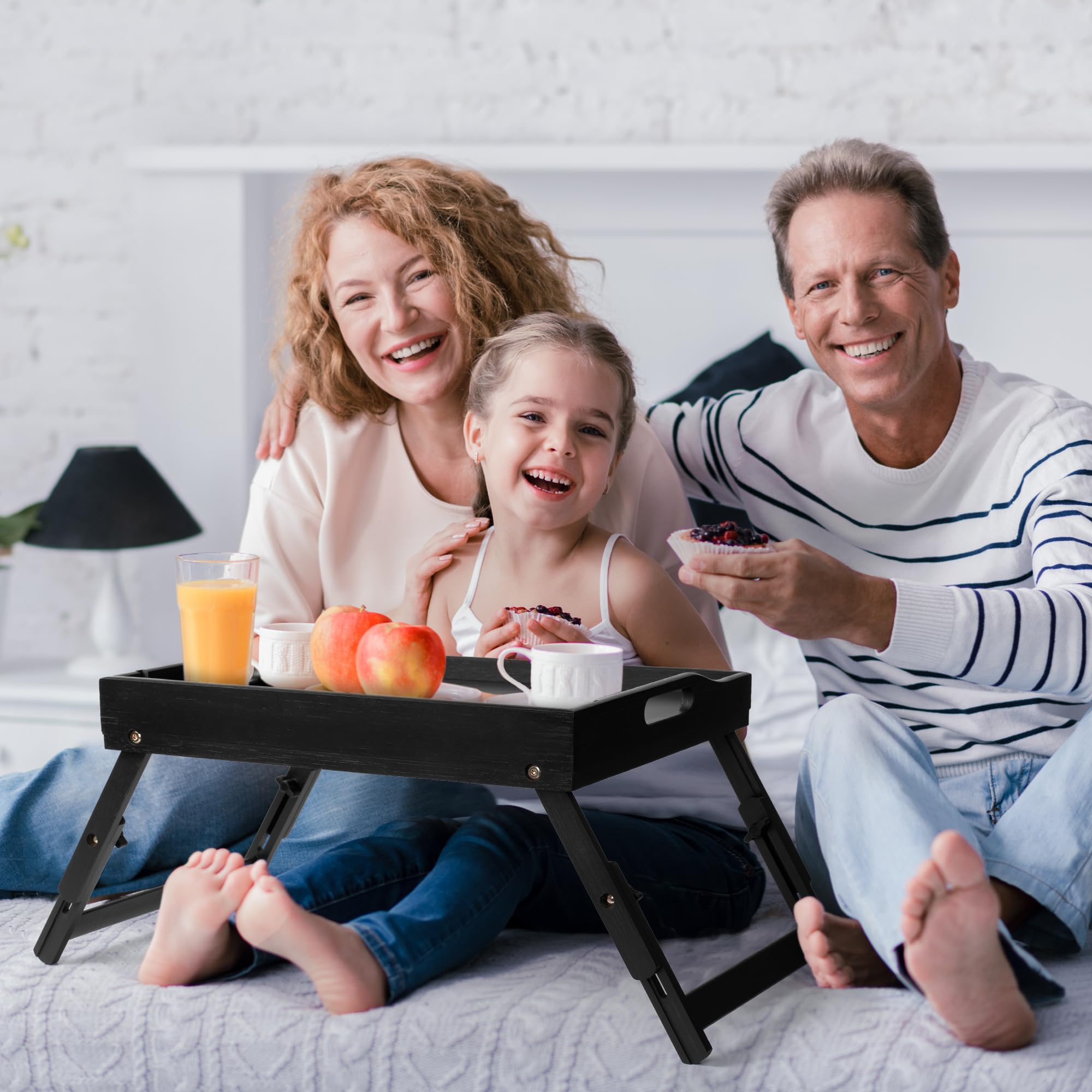 Greenual bed tray table features durable bamboo construction for stability.