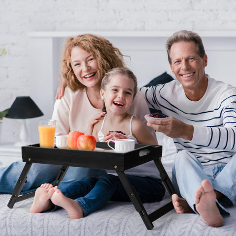 Greenual bed tray table features durable bamboo construction for stability.