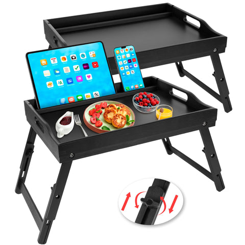 Greenual bed tray table with folding legs, easy storage and versatile in-bed use.